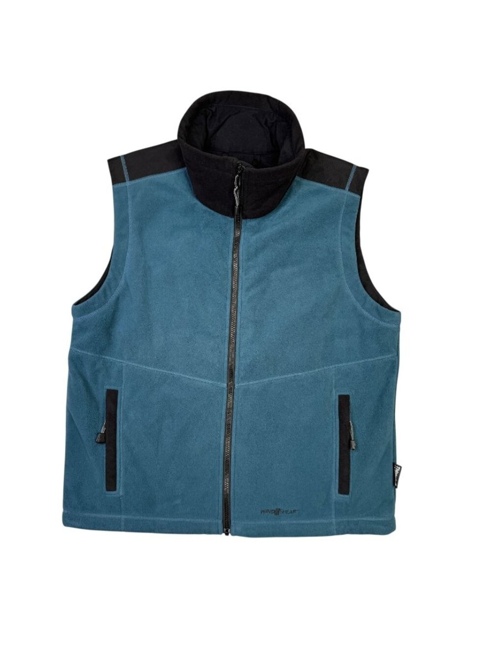 Cabelas Wind Shear Fleece Vest Mens Medium M Teal Blue Thinsulate Full Zip Gorp